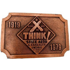 1979 State Auto And Casualty Underwriters Belt Buckle Vintage Advertising Promo